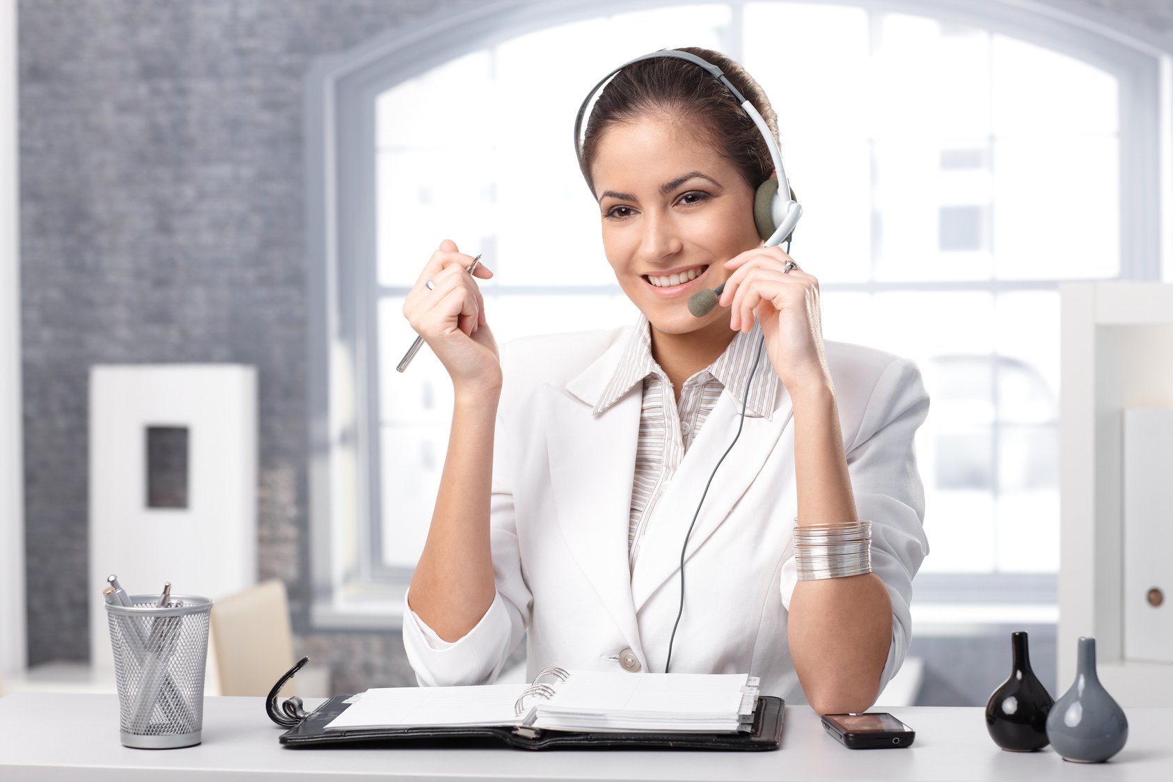 Smiling Dispatcher with Headset